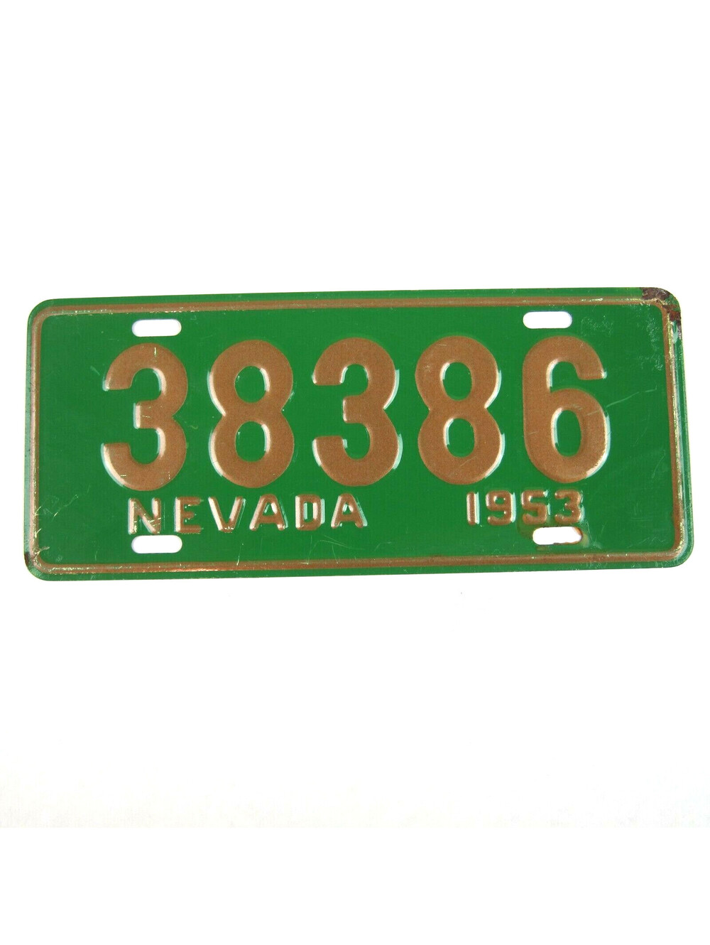 Vintage 1953 Wheaties Cereal Nevada Metal Bicycle License Plate 38386 Green